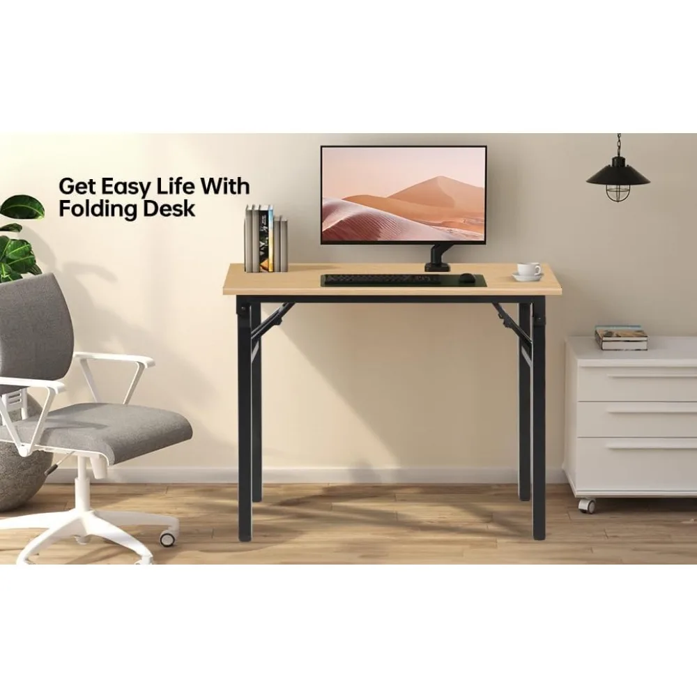 Small Foldable Computer Desk, 31.5 inch Small Folding Home Office Desk for Small Spaces, Modern Simple Style
