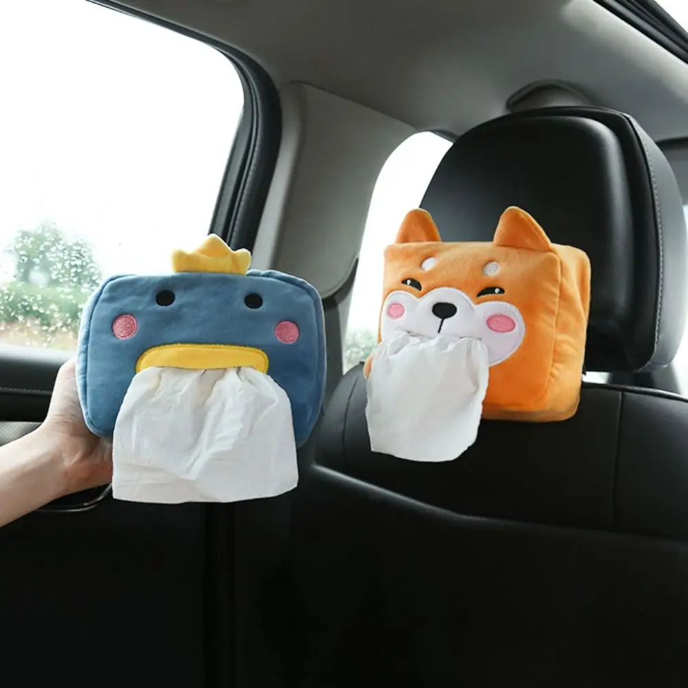 

Car Organizer Cartoon Car Tissue Box Hanging Cute Animals Napkin Paper Holder Plush Soft Tissue Paper Storage Case