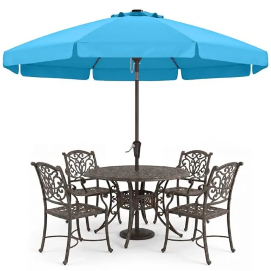 

9ft Scalloped Patio Umbrella, Outdoor Table Umbrella with Tilt and Crank, Fiberglass Ribs Deck Umbrella for Patio, Pool, Garden