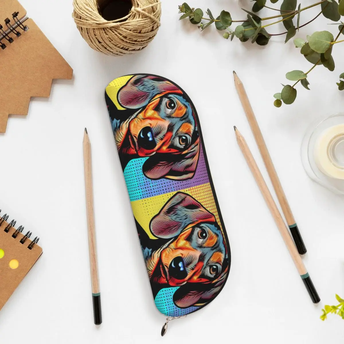 Dachshund السجق الكلب البوب الفن مقلمة حامل قلم تخزين لوازم مكتبية سعة كبيرة صندوق القلم حقيبة أقلام رصاص للبنين بنات