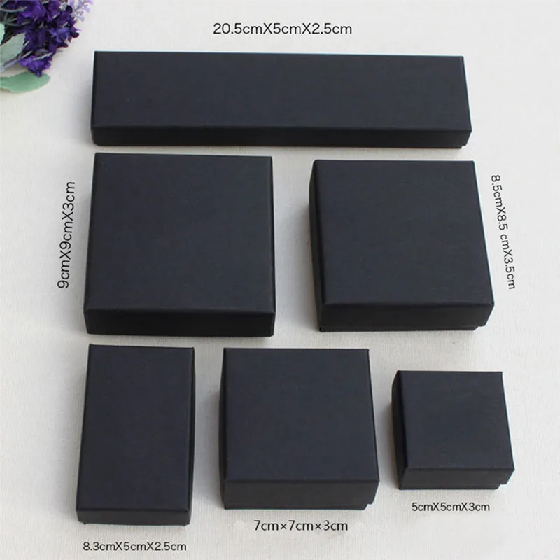 1PCS Black Jewelry Display Gifts Box Organizer Engagement for Ring Earring Brooch Necklace Bracelet Packaging Boxes