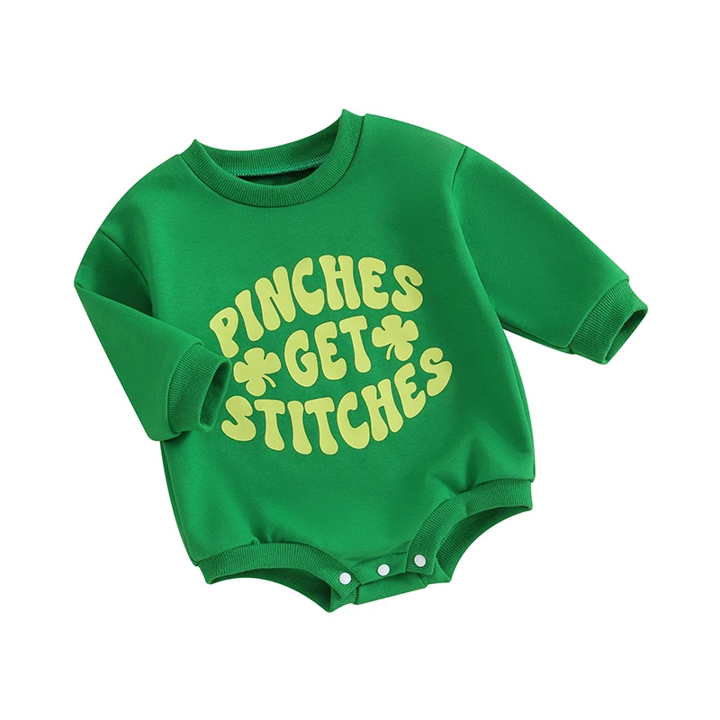 Toddler Baby St. Patrick 's Outfit Sweatshirt Romper Irish Day Letter Print Long Sleeve Jumpsuit Girl Boy Bodysuits Clothes