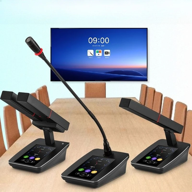 Professional wired digital hand-in-hand video tracking square pole desktop microphone