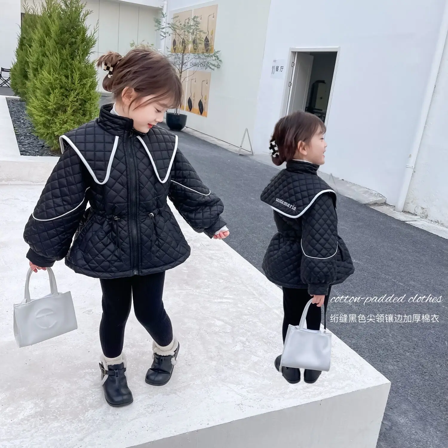 

Children's Coats Winter Turn-down Collar Waist Kids Jackets for Girls Spring Autumn Jacket Baby Girl Winter Clothes