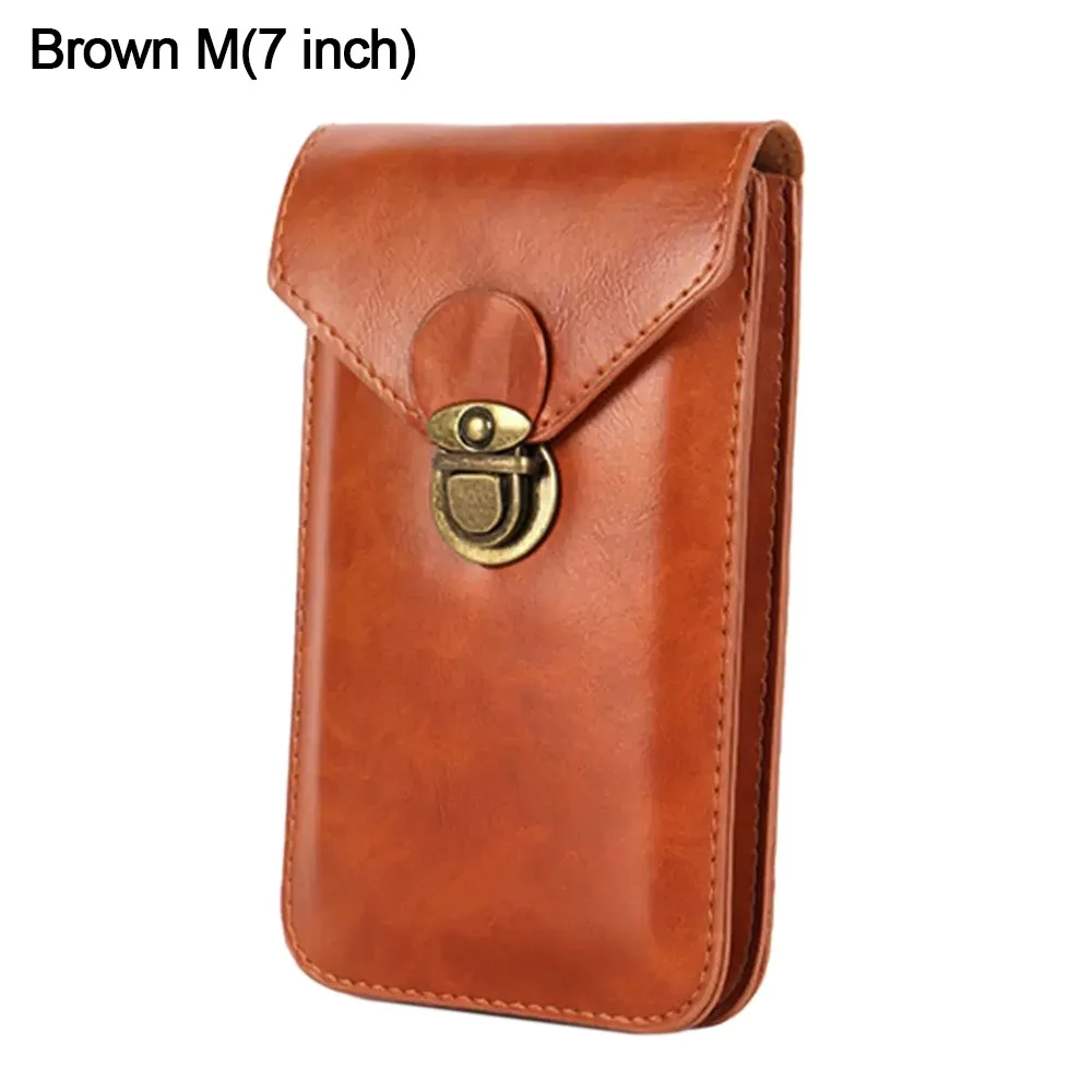 

Ретро кожаная поясная сумка для телефона, водонепроницаемая универсальная мужская поясная сумка, многофункциональная сумка для телефона для мужчин