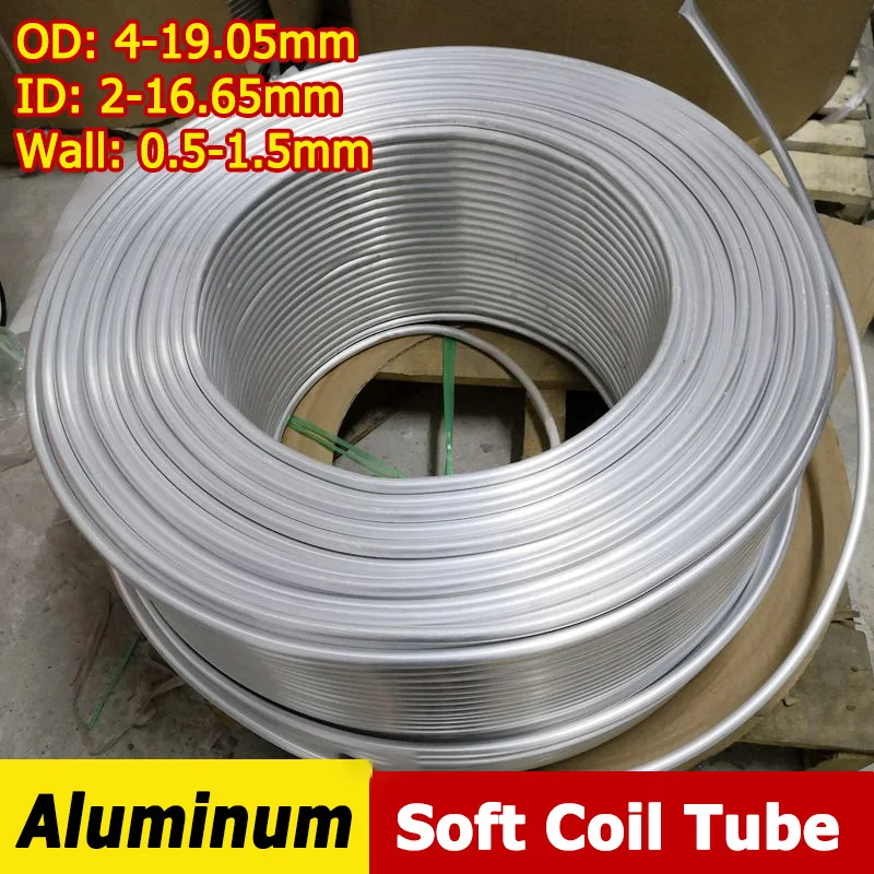 

5M-10M OD 4/5/6/6.35/8/9.5210/12~19.05mm Aluminum Soft Coil Tubing Hot Water Heating Tube Airs Conditioning Refrigeration Pipes