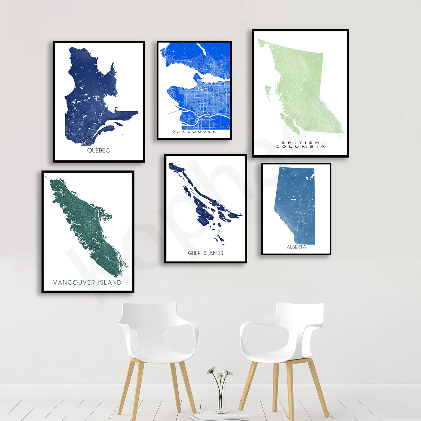 Edmonton. Calgary. Vancouver. Alberta. Britain. Salt Spring. Quebec. Montreal. City Street Color Map. Home Wall Decor Art Poster