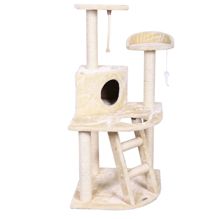 New Design Fashion DIY Beige 120cm Pet Cat Tree Condo Furniture Toys Cat Climbing Tree Cat scratcher