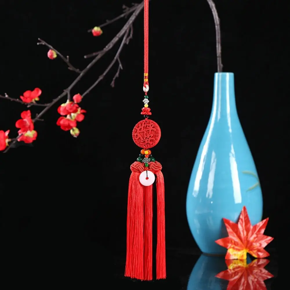 Hand Make Pixiu Car Pendant With Tassels Lucky Lotus Pendant Double-sided Car Rearview Mirror Ornament Embellissements Craft