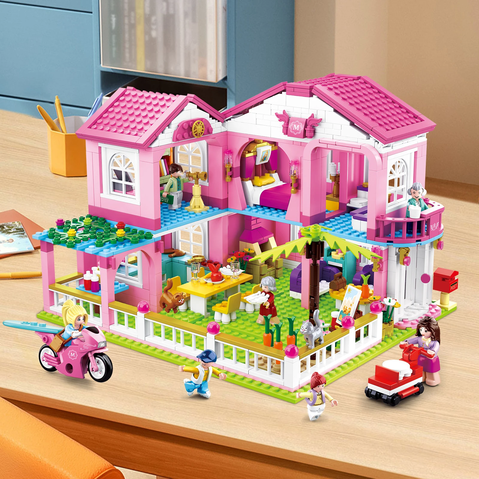 896PCS Beach Holiday Villa Building Blocks Idea Desktop Decoration Girls Play House Toys Children's Educational DIY Toy Gifts