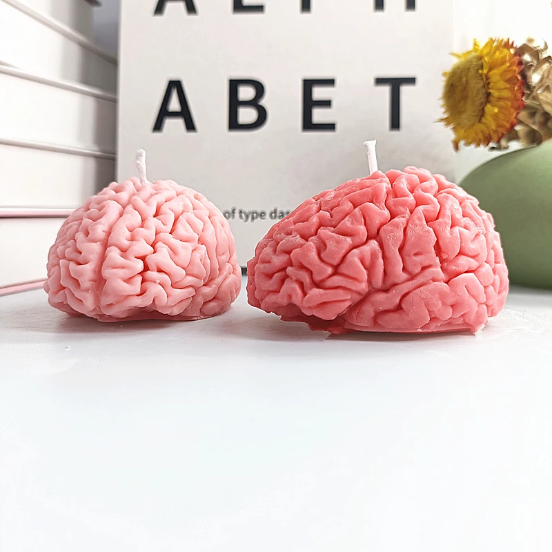 Candle Silicone Molds Artificial Human Brain 3D Resin Epoxy Organ Mould For Halloween Party Cake Decoration DIY Gift Moulds