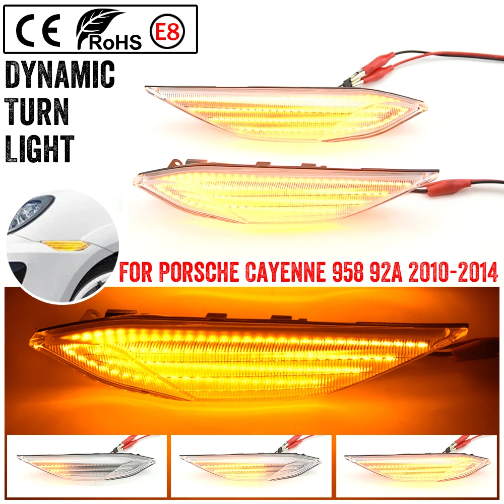 

Car Indicator Turn Signal LED Dynamic Light 2Pcs For Porsche Cayenne 958 92A 2010-2014 Side Marker Amber Lamps Repeater Blinker