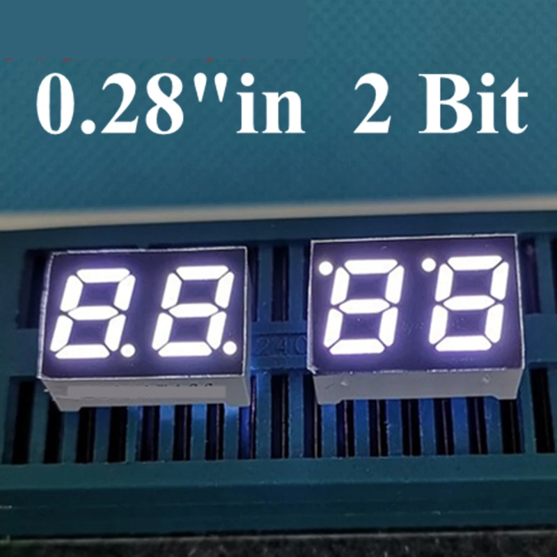 

20PCS White 7 segment Common anode 2 Bit digital Tube 0.28" 0.28in. LED Display 7 segmentos LED Digital tube