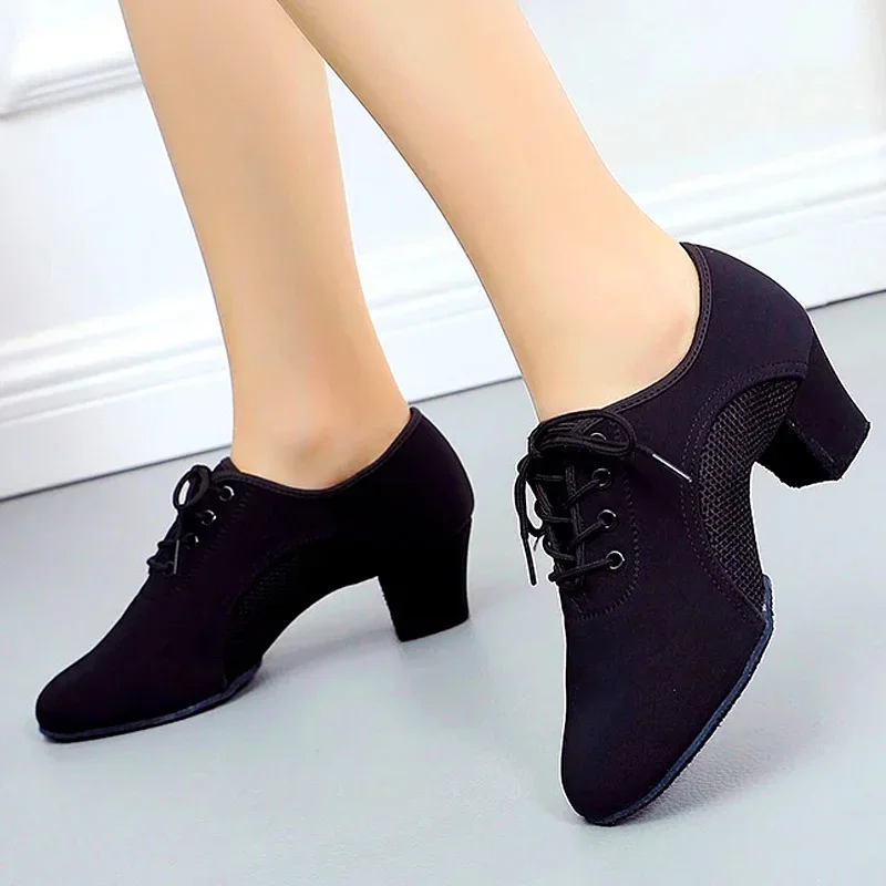 Latin Dance Shoes Jazz Ballroom Salsa Dancing Shoes for Woman Black Modern Tango Dance Sneakers Zapatos De Mujer Elegantes