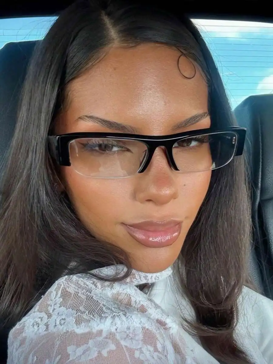 

1pc Rectangular Half-Frame Fashion Eyeglasses, Transparent Eyeglass Frame, Thick Frame Glasses