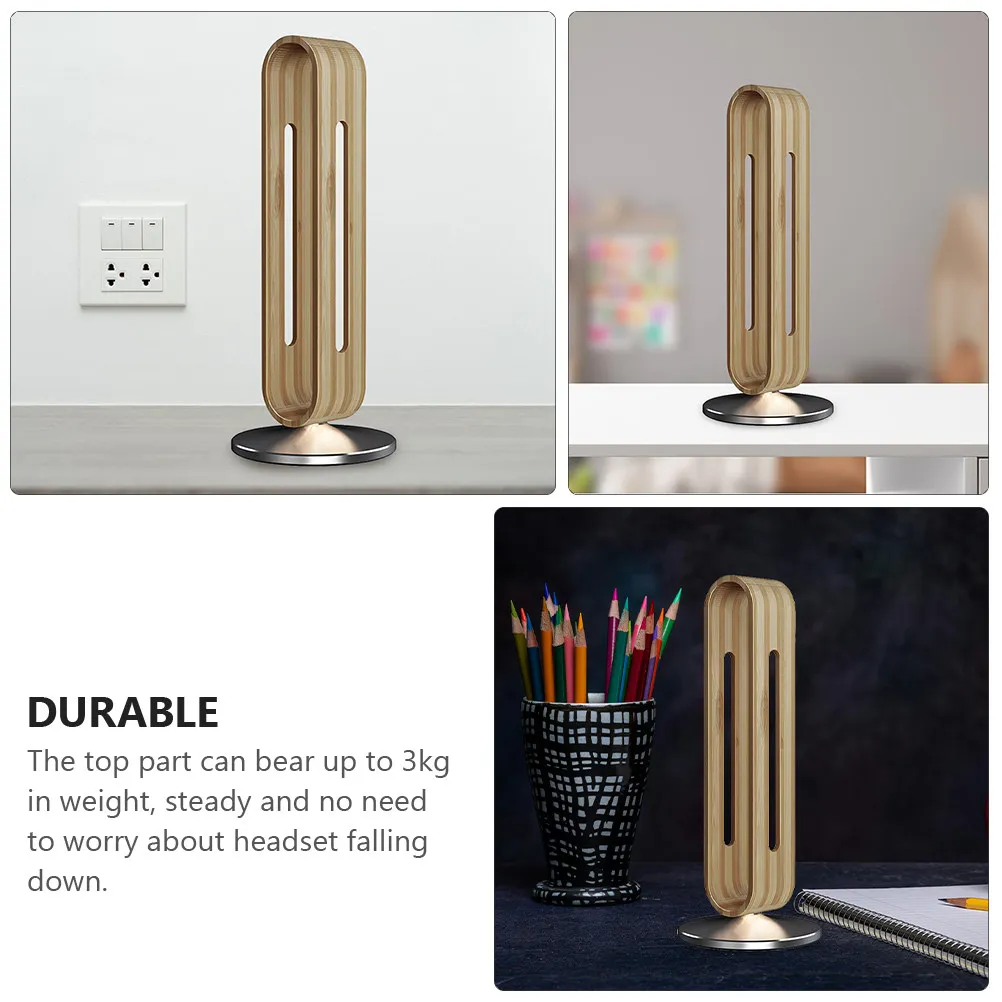 Desk Headset Stand For Gaming Desk Gamers Ergonomic Bamboo Display Headphone Over Ear Models Featuring Uniform - view 5