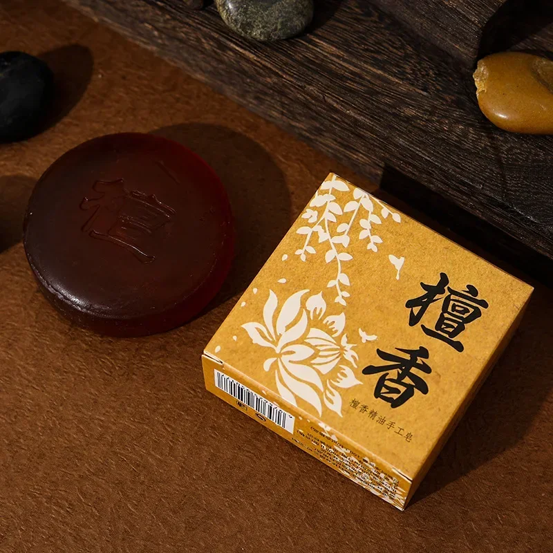 100g Chinese Sandalwood Essential Oil Soap Effective Herb Promote Sleep Essential Oil Facial Oil Control Cleansing Soap