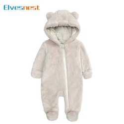 Mode babykleding jongens footies lange mouw arctische fluwelen babymeisjeskleding met capuchon winter warme baby romper 0-12 maanden