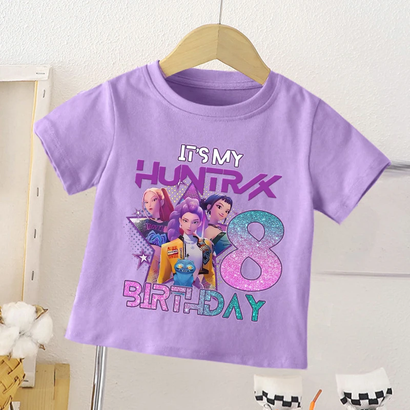 

KPop Demon Hunters Girl Number T Shirt Kids Birthday Party Clothes Movie Print Short Sleeve Toddler Tops Baby Cotton Tee Shirt