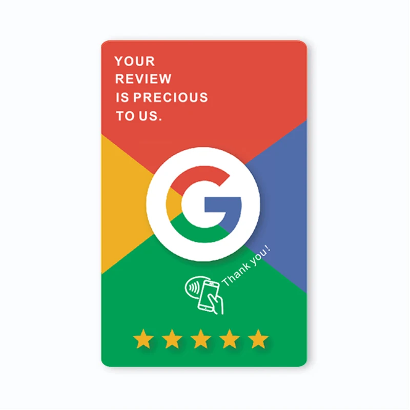Google-Bewertungskarte für Französisch, Deutsch, Italienisch, Englisch, NFC-fähig, einfach mit Google-Bewertung, wasserdicht, langlebig