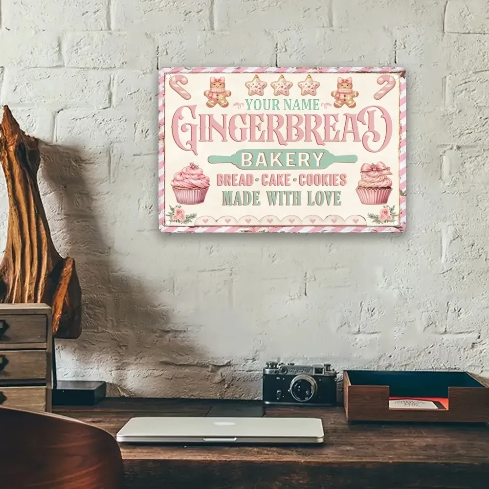 Custom 2D Flat Christmas Aluminum Plaque 30x20cm, Vintage Street Wall Art with Metallic Foil, Decor Gift for Mom Kitchen