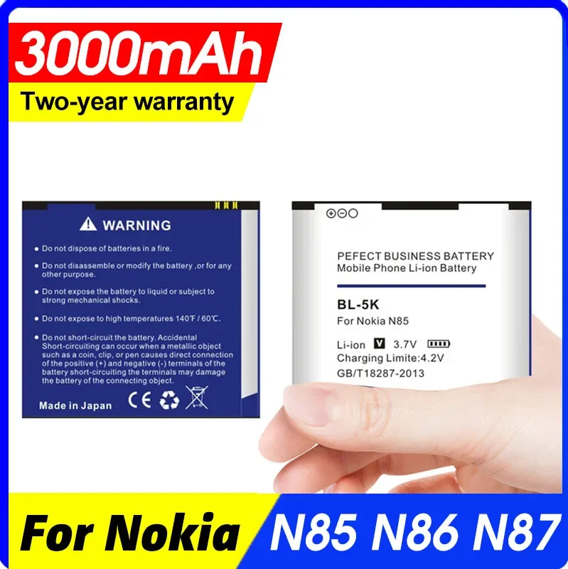 3000mah Bl 5k Bl-5k Bl5k Li-ion Phone Battery for Nokia N85 N86 N87 8mp 701 X7 C7 -00 X7-00 2610s T7