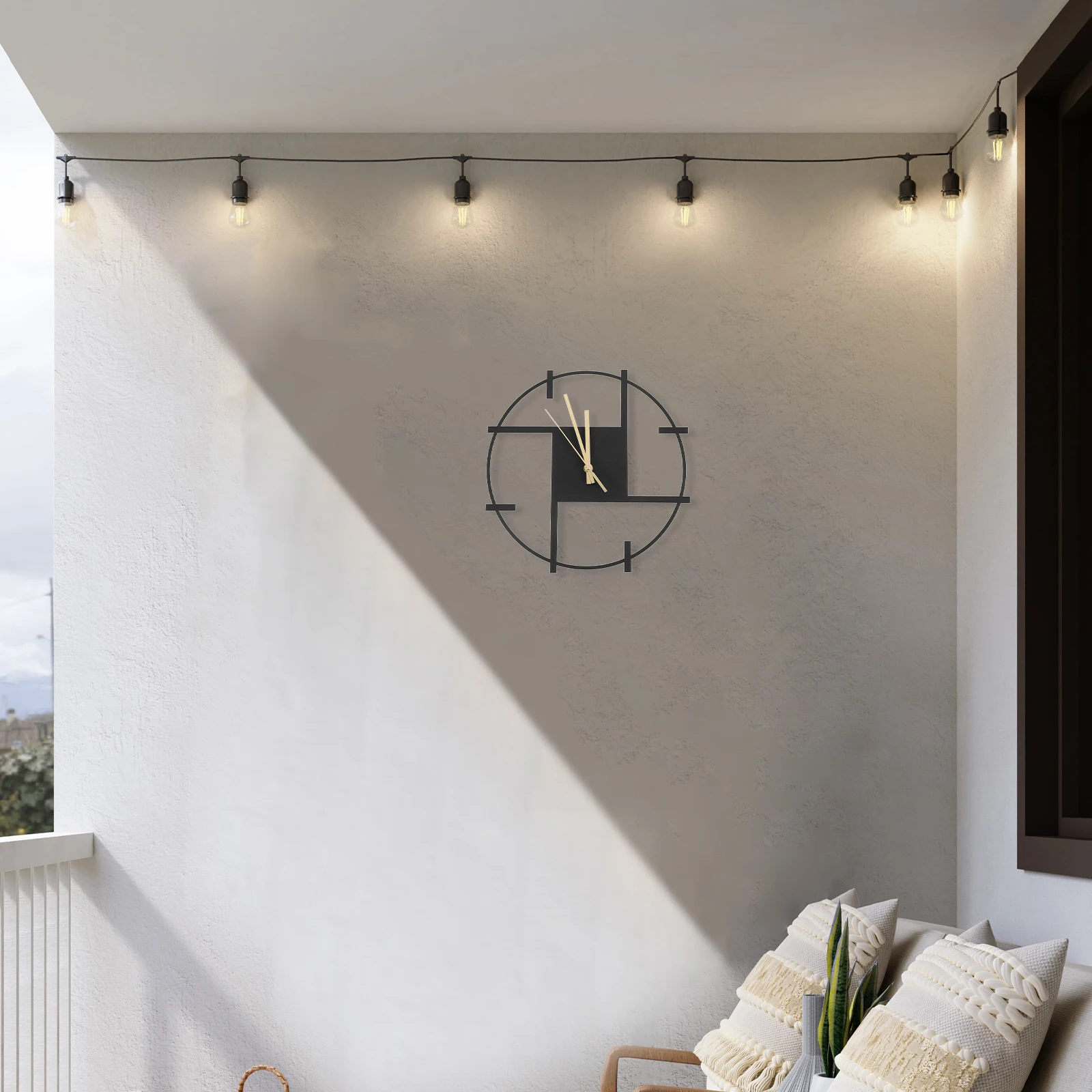 

Wall Clock Silent Black Household Living Room Non Ticking Metal Wrought Iron Home Decor Decorative