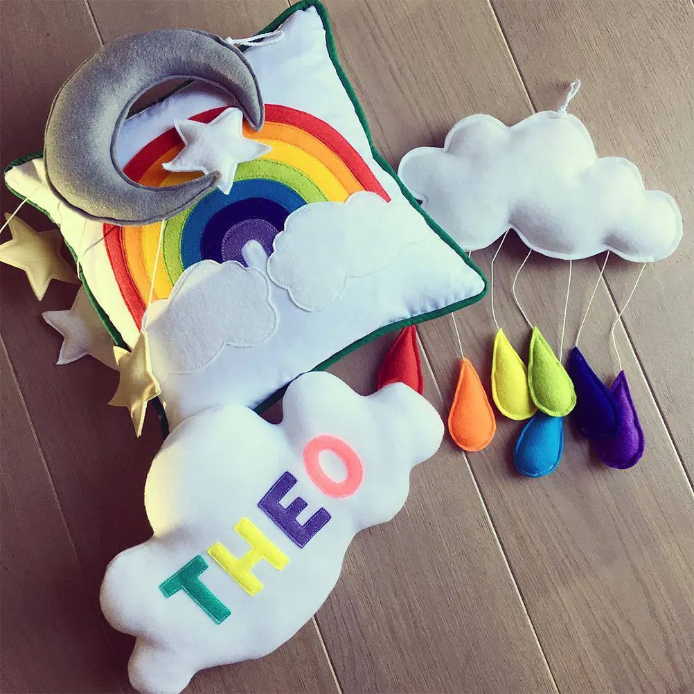 

Cloud Rainbow Pendant Wall Decor Baby Room Felt Material Durable Hanging Ornament Home Tent Photo Prop