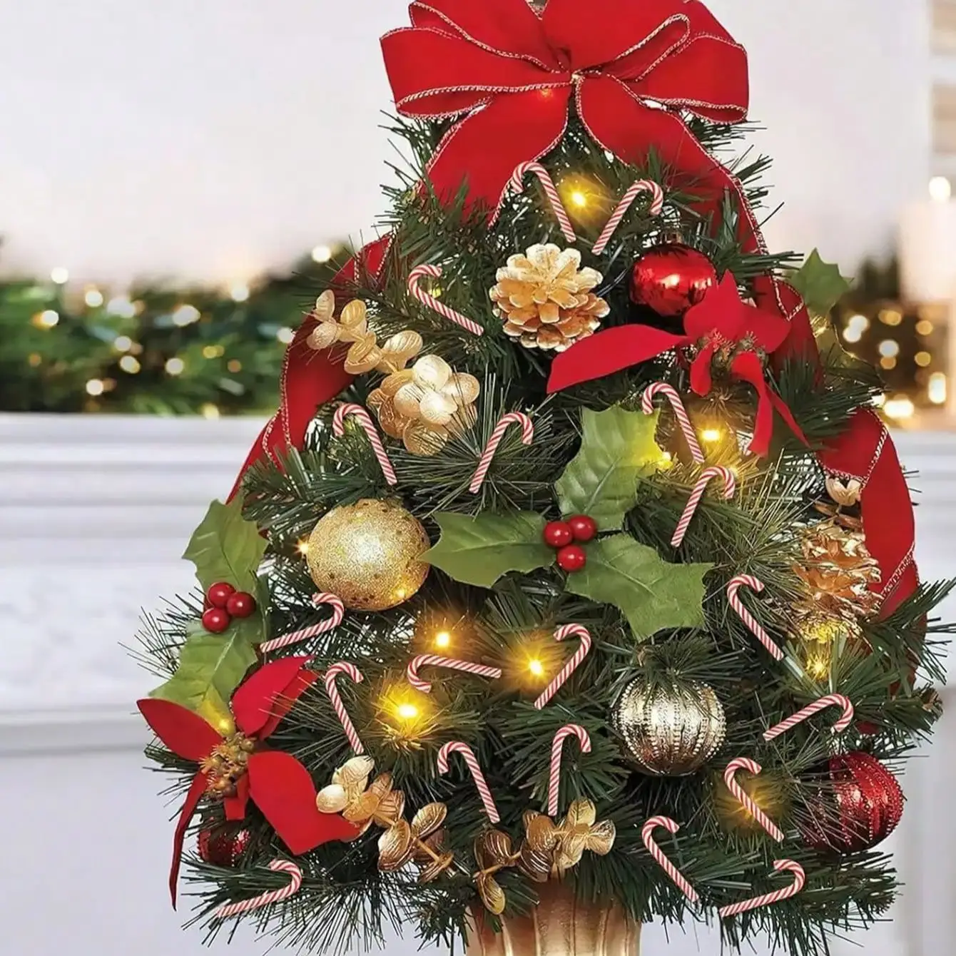 30 قطعة قصب حلوى عيد الميلاد الصغيرة الحلي الأحمر الأبيض عيد الميلاد ديكور للحزب المفضلة الجدول مبعثر لوازم الحرفية