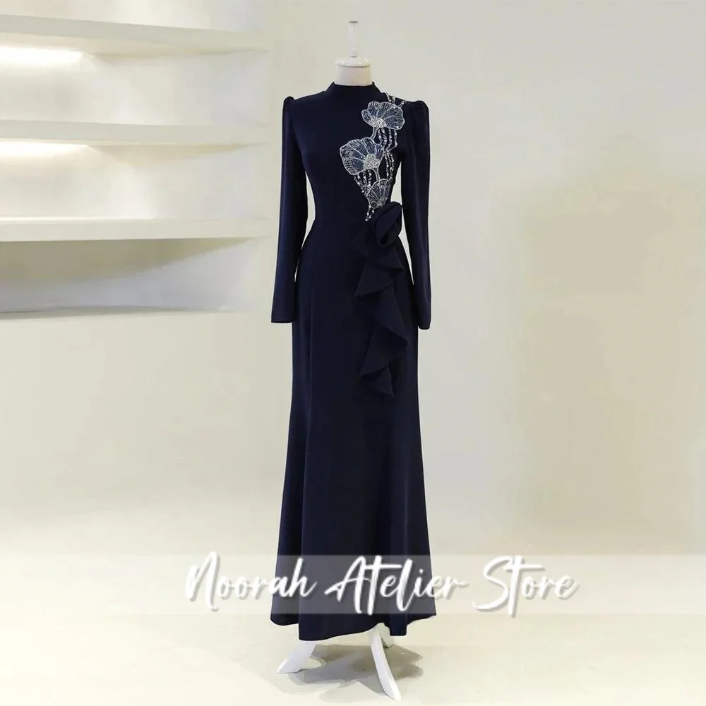 فساتين سهرة أنيقة إسلامية باللون الأزرق الملكي H N Dubai 2025 فساتين زفاف مطرز فستان حفلات Fساتين فستان رسمي مخصص