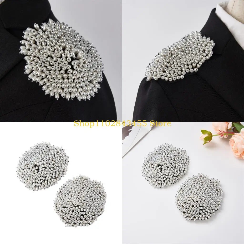 

49mc Crystal Pearls, украшенные Epaulettes для индивидуальных костюмов Формальные аксессуары для событий