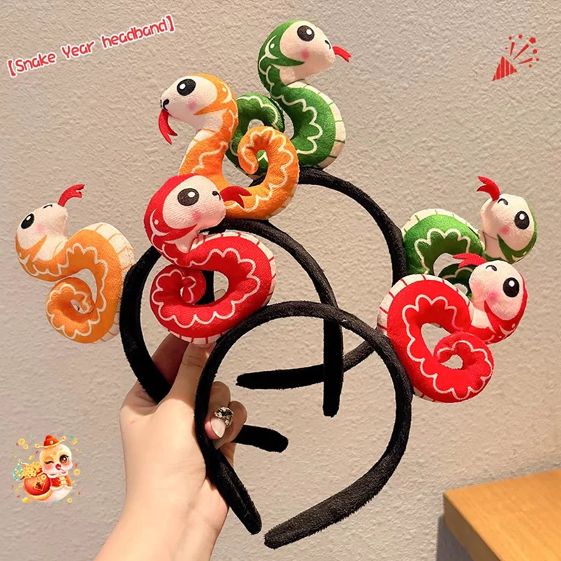 2025 Chinese Snake Year Hair Hoop New Cute Cartoon Snake Adult Child Headband Performance Props Hairpin Zodiac Hair Accessories