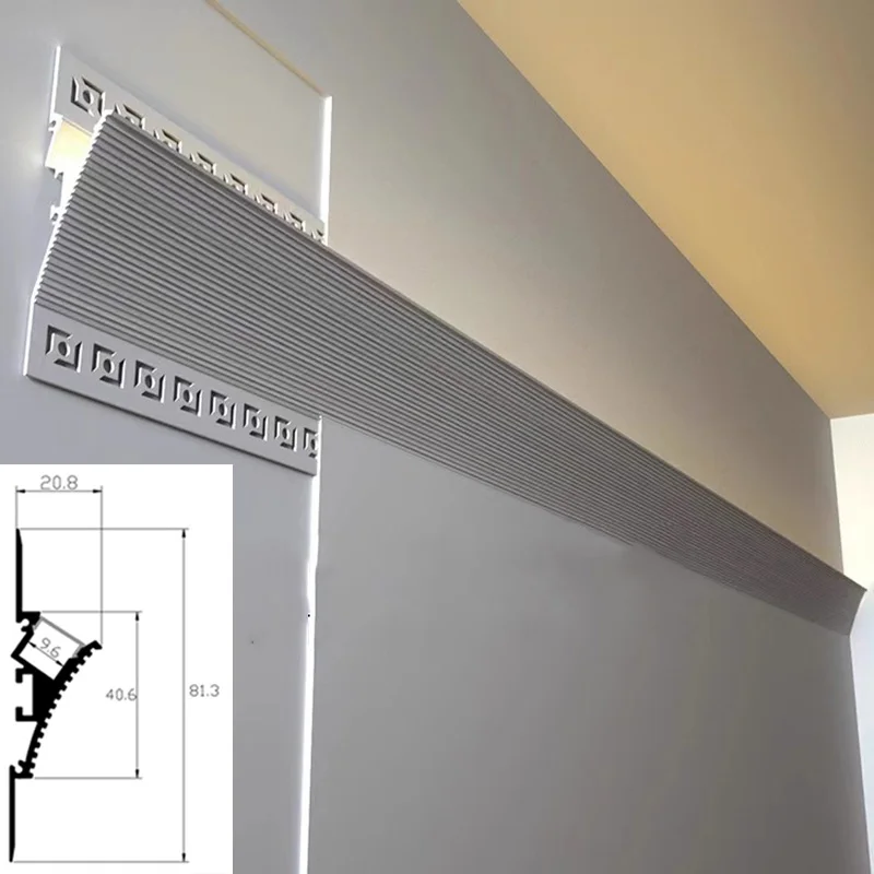 LED Ceiling Molding Wall Washing Aluminum Profile Top Corner Linear Lamp For Hallway Corridor Indoor Decor Reflector Profile