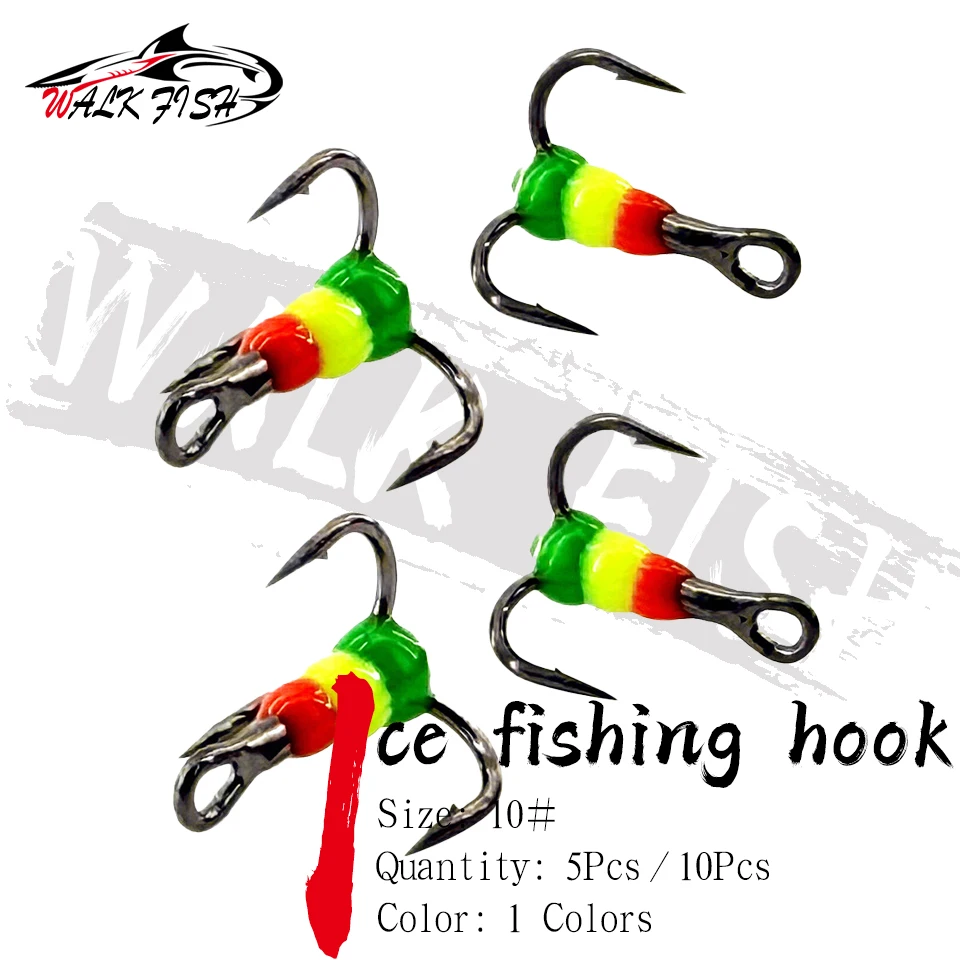 WALK FISH Winter-Angelhaken Eisangelhaken Dreiklauen-Haken Hochkarbon-Stahl Angelzubehör Kohlenstoffstahl Sinkende Löffelköder