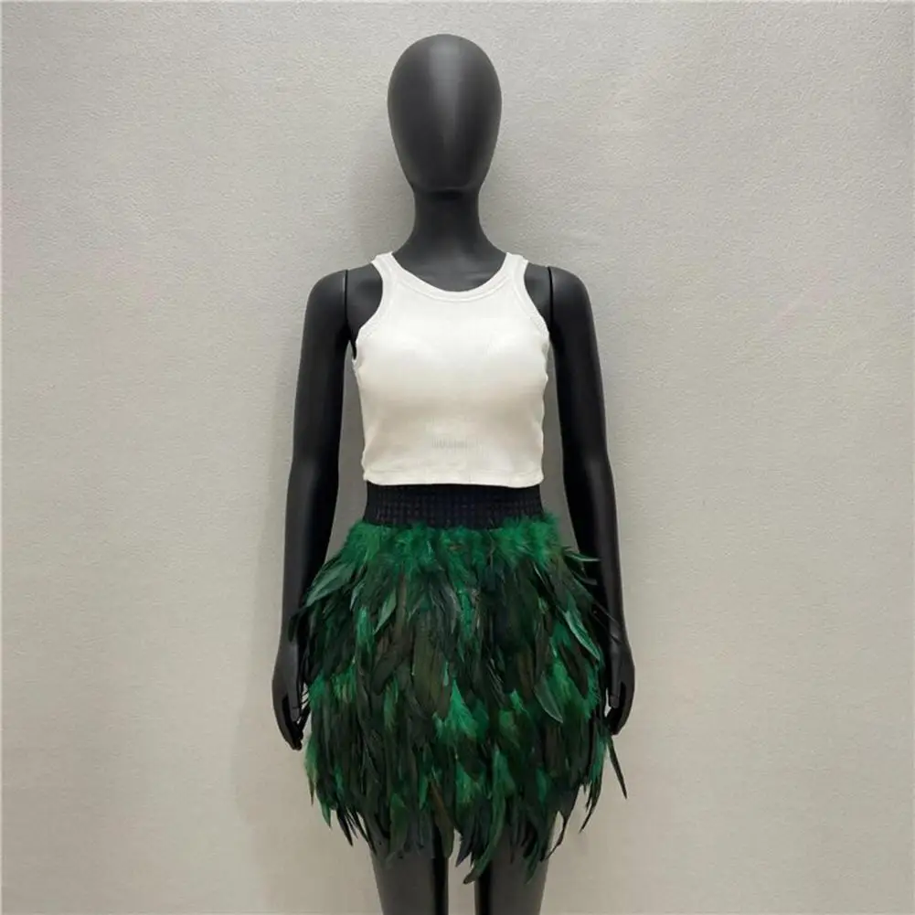 

Festival Faux Feather Skirt Punk Style Hand-stitched Feather Skirt for Halloween Party Stage Performance Sexy for Festival