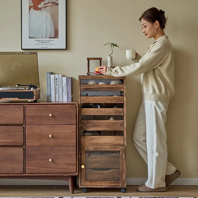 American Style Single Door Dental Cabinet Black Walnut Solid Wood Medieval Tea Cabinet Jewelry Storage Cabinet Wenplay Design