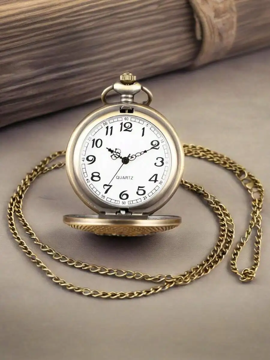 Vintage Bronze Quartz Pocket Watch With Exquisite Butterfly & Floral Hollow-Out Pattern - Non-Waterproof, Alloy Case, Round