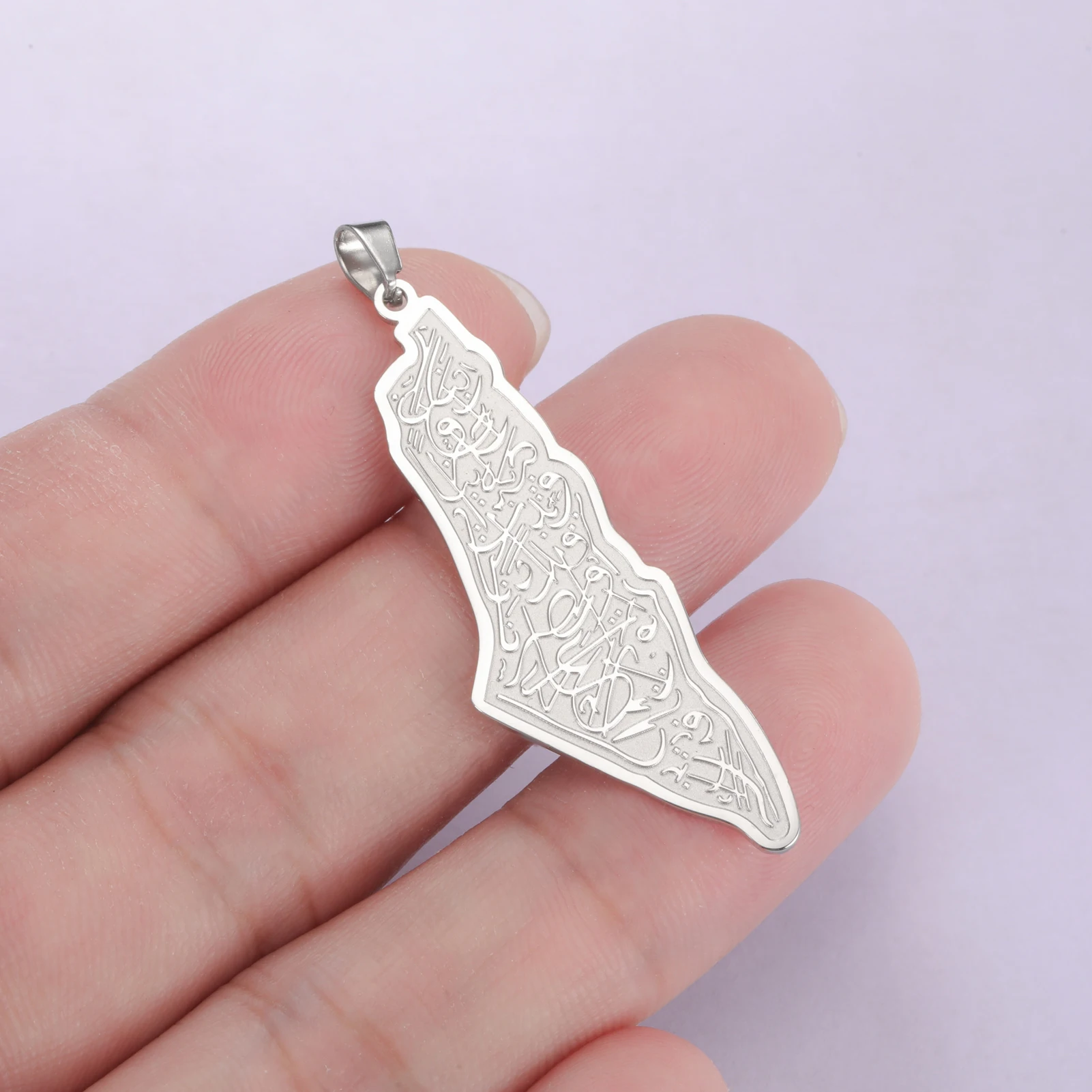 Amaxer 5pcs Vintage Stainless Steel Israel Palestine Arabic Letter Map Charms for Jewelry Pendant DIY Necklace Accessories