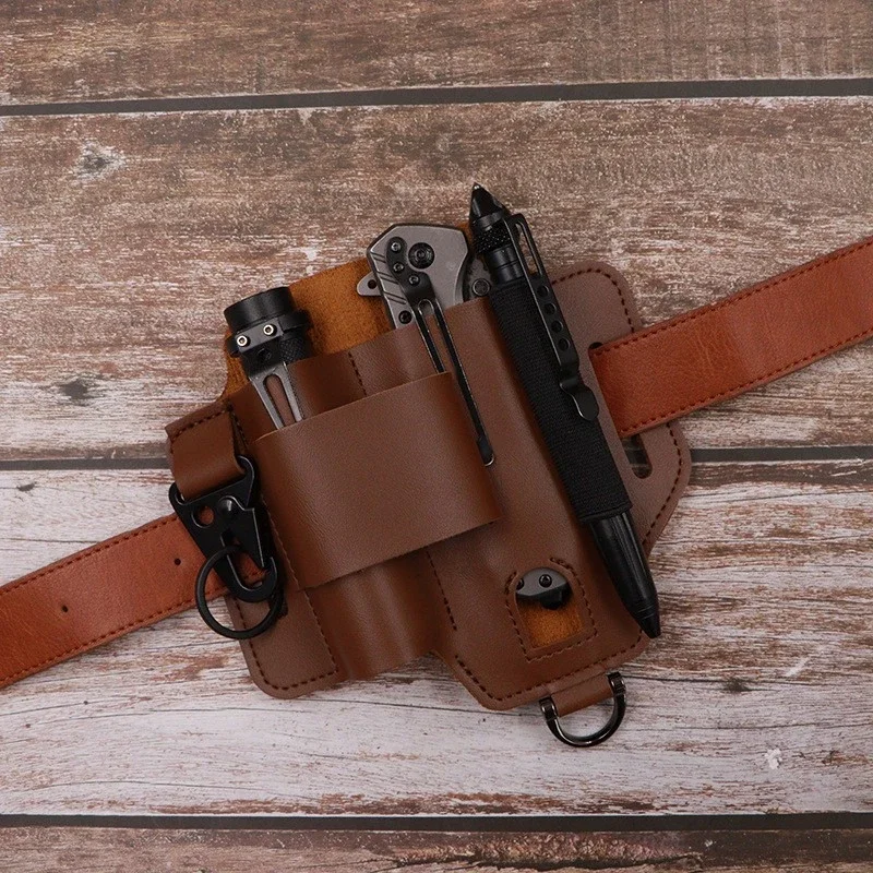 Alat Taktis Sarung Kulit Negara Terbuka Bertahan Hidup Luar Ruangan Senter Lengan Pisau Lengan Fanny Pack untuk Mendaki Penggunaan Sehari-hari Bekerja