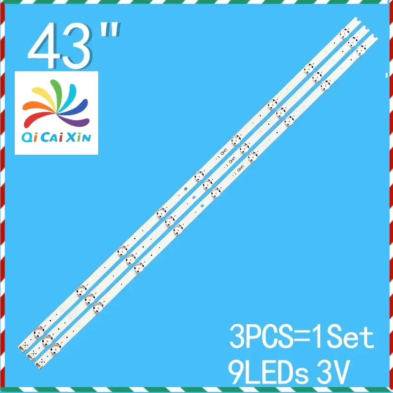 โคมไฟ3ชิ้นแถบไฟ LED 9ดวงสำหรับ LG 43 "V16 ART3 2563 6916L-2563 6916L-2563A 43LH604V 43uH6500 43UH661V 43UH656V 43UH668V 43UH676V LG43