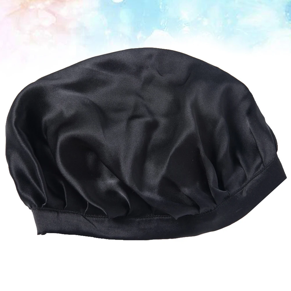 

Silk Hat Long Long Hair Mobcap Mobcap Black Soft Hair Protection Sleeping For Woman Bath Cap