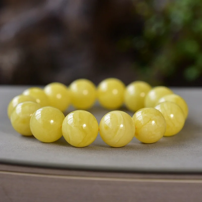 Russian Material Wax Single Circle Bracelet Full White Flower Honey Chicken Oil Yellow Floating 15m