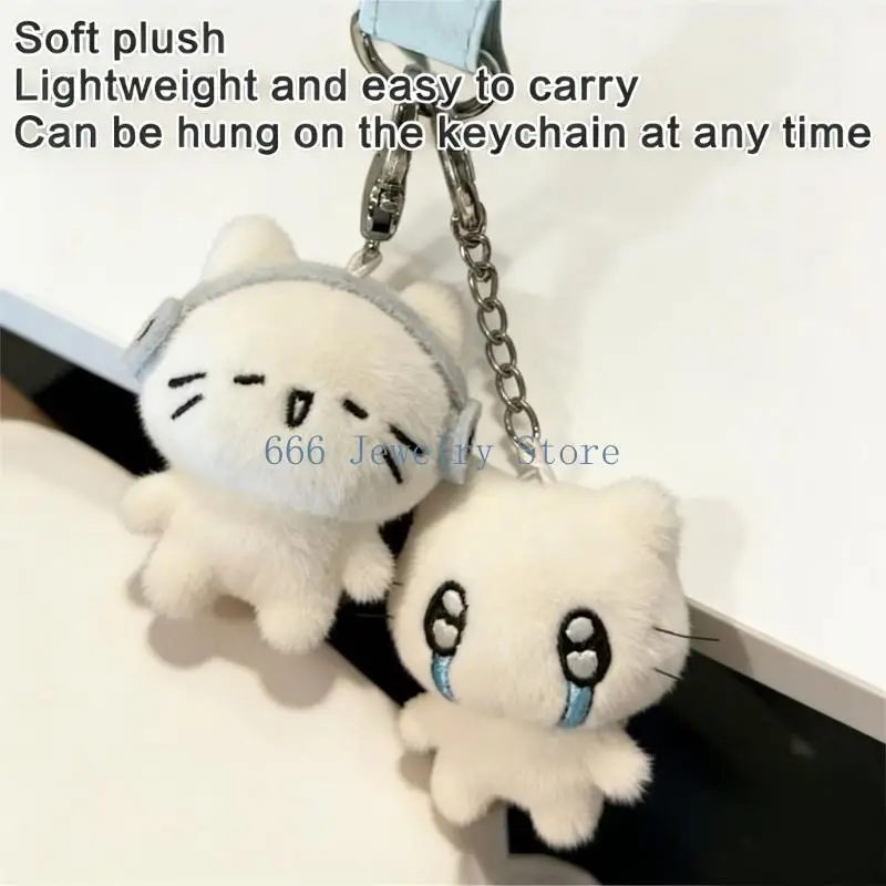 F2TD 2Pack Plush Bag Charm Keyring Pendant Stylish Bag Decoration Cats Bag Accessory Plush Texture Suitable for Gifting