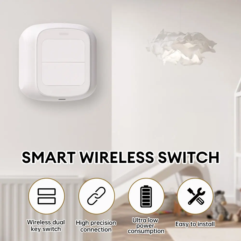 

2-way Wireless Smart Switch Works with Zigbee 3.0/2.4GHz WiFi Multifunction Intelligent Remote Control Wireless Switch for Home