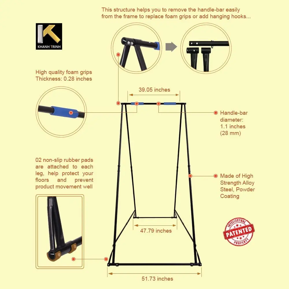 Stand Frame For Aerial Yoga And Therapy Sensory Hammock Model KT1.1520YG. Foldable, Portable, Height Adjustable, Stable and Dura