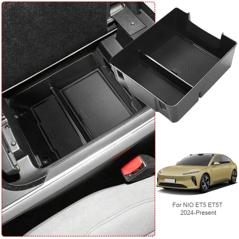 

Car ABS Armrest Box Storage For NIO ET5 ET5T 2024-Present GPS Under Centrol Control Organizer Tray Wireless Charging Mat