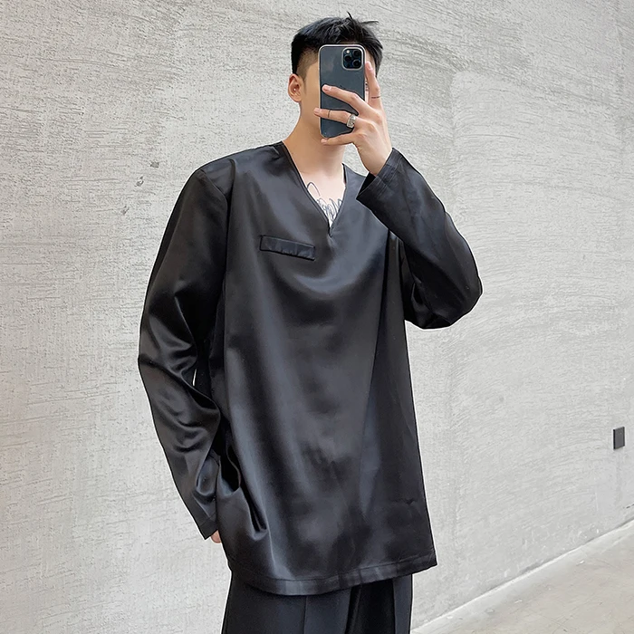 

Оригинальная женская футболка V-Ne Long Sve свободного кроя, простой высококачественный дизайн с базовым слоем irt ex oulder Pad Design