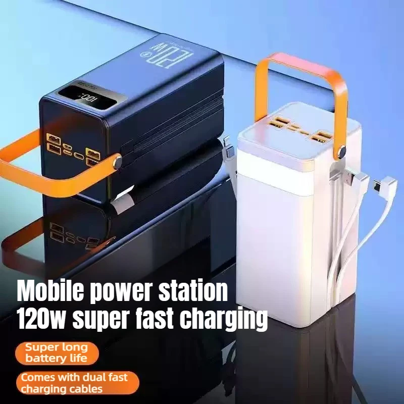 High-capacity Power Bank with Built-in Cable, Huge MAh Super Fast Charging Backup Battery for Outdoor Live Streaming and Camping