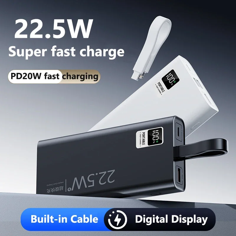 

Power Bank 30000 мАч Портативная внешняя батарея 22,5 Вт Портативное зарядное устройство с быстрой зарядкой для iPhone 16 Xiaomi redmi Samsung Powerbank