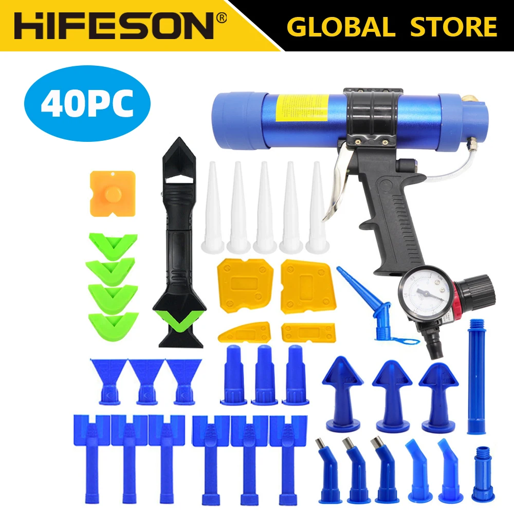 310ML Air Caulking Gun/ Pneumatic Cartridge Dispenser Silicon Sealant Applicator Glass Gluing Tool Construction Caulking Gun